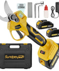 Pro Max 21V Brushless Electric Pruning Shears For Heavy Duty Branch Cutting Up To One Point Two Inch Thick Wood with batteries and charger.
