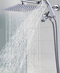 Heavy Duty All Metal 12 Inch Rainfall Shower Head With Handheld Spray Combo 3 Settings Diverter 71 Inch Hose in Chrome