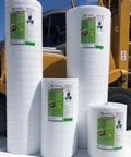 Heavy Duty Three Millimeter Foam Core Radiant Barrier Roll blocks summer heat, white vinyl surface for thermal insulation.