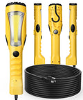 Beastly Bright 25ft COB LED Work Light With 1200LM Output, featuring long cord, yellow handheld design, magnet, and swivel hook