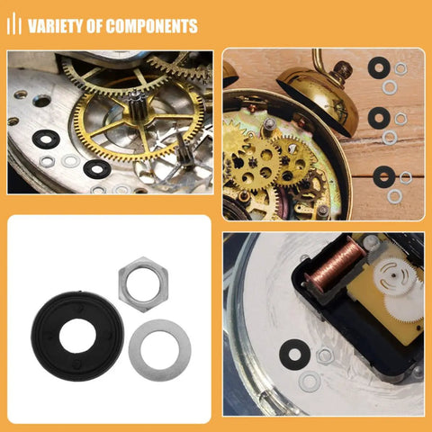Quartz Clock Mechanism Parts Kit With Nuts And Washers, 20 Sets For DIY Clock Repair, Replacement Clock Movements, Easy Install For Quick Fixes, Includes Nut And Washer Hardware For Secure, Long Lasting Clock Repair; assorted clock parts and washers