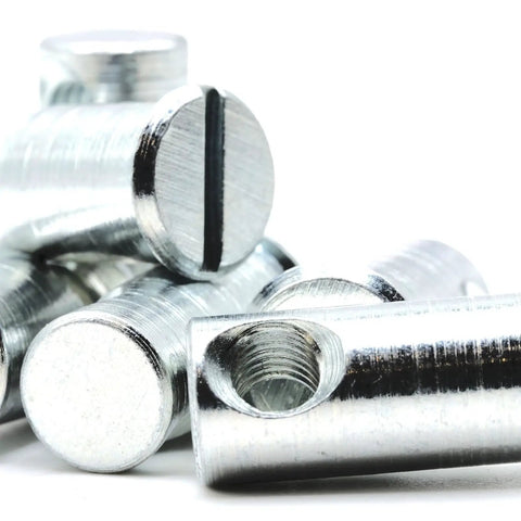 Rock Solid Replacement Flanged Cross Dowel Assembly Nuts Compatible With Ikea Part 121114 For Sniglar Myllra Cribs, zinc-coated metal nut set.