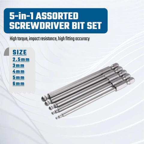 Beefy Ball End Hex Key Set With Magnetic Bits 5 Pcs Metric Allen Wrenches 2.5mm to 6mm on display