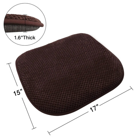 Brown U Shaped Foam Seat Cushion For Dining Chairs And Office 17 By 15 Inches Thick High Density Foam Non Slip Grip Close-up