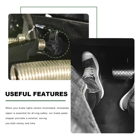 Rock Hard 4 Pack Brake Switch Stopper And Clutch Pedal Pads Plug And Play Auto Light Safety Buffer installed on brake assembly.