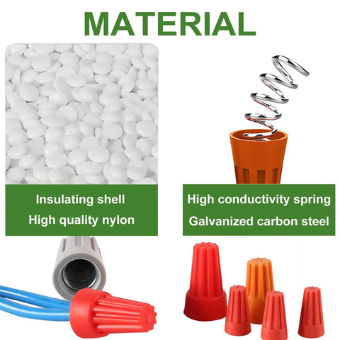 255 Piece Wire Cap Connector Kit For 22 To 10 AWG Insulating Twist On Connectors demonstrating nylon shells and springs
