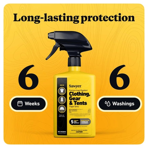 Twin Pack Premium Permethrin Clothing Insect Repellent Trigger Spray 24 Oz Yellow Bonds To Fabric For Up To 6 Weeks Or 6 Washings Fragrance Free Will Not Stain Clothing Gear Keeps Tick Bites At Bay on display