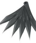 Six Pack 9.4 Inch No Spin Throwing Spikes Set in Durable 420HC Stainless Steel displayed in fan arrangement.