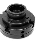 4-jaw self-centering lathe chuck, black metal, front view