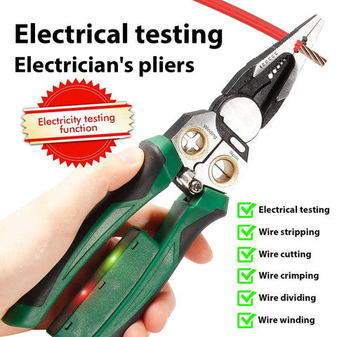 All In One Wire Stripper And Cable Cutter With Built In Voltage Tester For 12-250V AC DC Electrician Work Pliers Crimper Tool