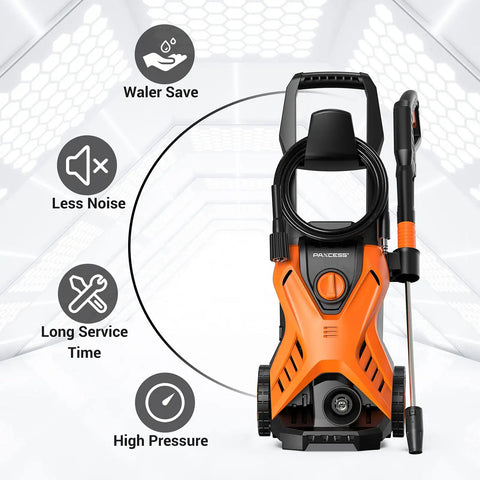 Electric Pressure Washer 2300 PSI 1.6 GPM Portable Power Washer with Adjustable Spray Nozzle and Foam Cannon, orange design