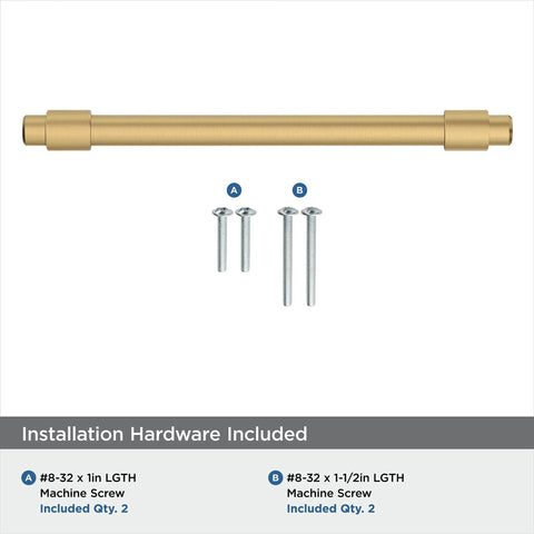 Champagne Bronze Destine Cabinet Pull 5-1/16 Inch Center-To-Center with installation screws included.