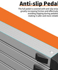 12.5 Ft Telescoping A Frame Ladder for Home Roof and RV Use, Heavy Duty Go To Step Ladder With EN131 Safety Certification, Supports Up To 330 Lbs, 20cm Inner Tube Overlap, Wide Non Slip Feet, Rock Solid Stability. Anti-slip pedal detail on silver aluminum ladder.