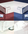 Clear Corner Protectors For Furniture 12 Pack With T Shape Edge Guards on different surfaces; silicone 30 mm coverage.