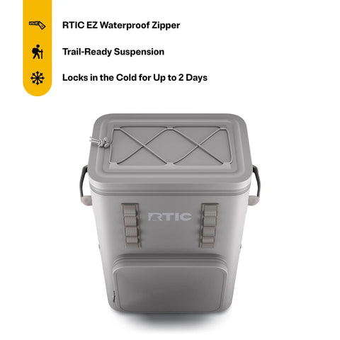 Ultra Tough Beast Backpack Cooler 26L Insulated Waterproof Leakproof Floating Design, grey body, handles, and zipper detail.