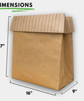 PreCuffed Paper Trash Compactor Bags 12 Pack For 11 Gallon Carts Heavy Duty Kitchen Garbage Liners shown with dimensions 17x16x9 inches