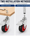 Top Shelf 4 Inch Swivel Caster Wheels Set Of Four Badass Heavy Duty Threaded Stem Locking Casters With Three Eighth Inch Male Thread showing installation methods.