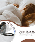 Toilet Seat Round Resin for Bathroom with soft close feature, sits on a toilet and reduces noise during closing.