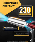 High Volume Air Blow Gun With Powerful Flow Nozzle, Retro Red Air Blower Gun displaying 230 PSI max pressure and aluminum venturi nozzle.