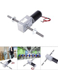 Dual Right Hand M8 Shaft Gear Motor For Lifts And Precision Motion Control, Flange Mounted, Geared Speed Reduction, Synchronized Coaxial Actuation, High Positional Accuracy, 17 To 1 Reduction, silver metal