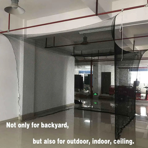 Golf Batting Cage Netting 10x10x10 Ft Practice Net For Backyard Indoor Outdoor With Knotless Design in Indoor Setting