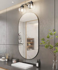 Industrial Vanity Light Fixture With Two Light Vintage Matte Black Bathroom Lighting Globe Clear Glass Shades above mirror