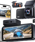 Dual Front And Rear Dash Cam With 4K Front And 2.5K Rear, Built-In WiFi, 64GB Included, touchscreen view and app interface