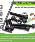 380 Piece M4 Hex Socket Head Cap Bolts Set With 6mm 8mm 12mm 16mm 20mm 30mm Lengths, 4mm Thread, 12.9 Grade Alloy Steel, Galvanized Finish