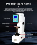 Heavy Duty Digital Rockwell Hardness Tester For Plastic Testing Automatic Electric Power Operation Cuts Out Human Error, featuring touchscreen and replaceable press head.