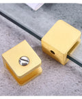 4 Piece Glass Clamp Set Solid Brass Brushed Gold Shelf Support Brackets Clips Square Shape For Eight To Ten Millimeter Glass Panels
