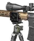 GS01 Arca Swiss Rifle Saddle Mount on hunting tripod with quick release plate and ball head adapter, 6061 aluminum