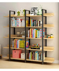 Built Different Vertical Bookcase Featuring Heavy Duty Steel Frame Smooth Layered Shelves Straight Fire Storage Setup For Living Room Or Office Displaying Books And Decor with colorful books and decor items.