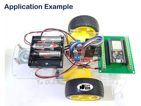 2WD RC Car Chassis Kit With Dual DC Motors And Speed Encoders For Arduino ESP32 ESP8266 And Raspberry Pi Real Time Speed Tracking And Easy Motion Control Durable Acrylic Frame top view showing components and wiring.