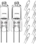 Close-up of 12-pack G4 Halogen Light Bulbs Replacement 20W 12V JC Type T Dimmable Bi-Pin 2700K Warm White for various lighting needs