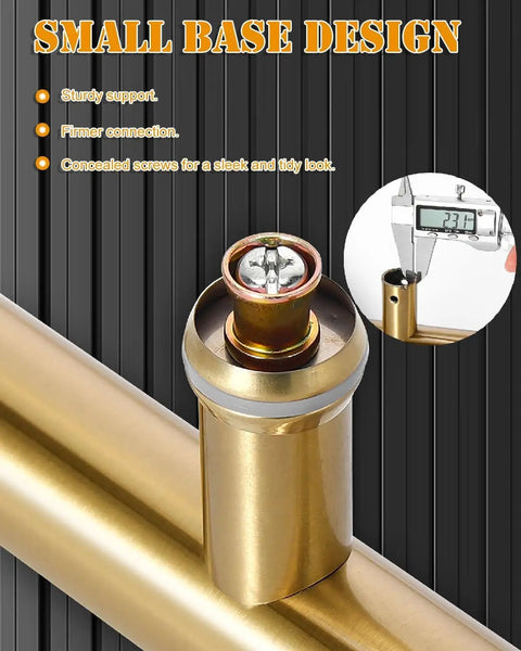Close-up of Titanium Gold Round Barn Door Handles For Dual Sided Pulls On Exterior Shower Doors And French Doors, showing small base design.