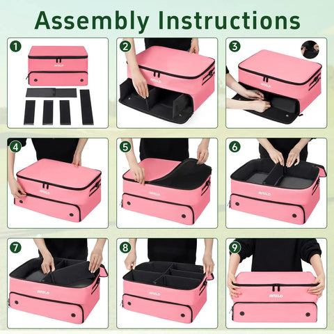 Assembly instructions for Two Layer Golf Trunk Organizer With Separate Ventilated Shoe Compartment For Two Pairs Of Shoes.