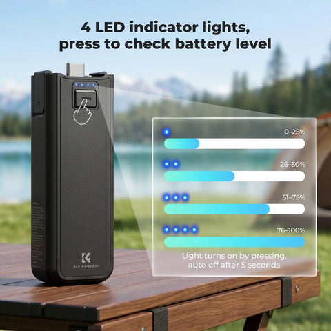 5000mAh Fast Charging Battery Handle For Osmo Pocket 3 And 4 Power Grip with 4 LED indicators showing battery level