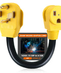 Badass 1 Ft Nema 14-30P To 6-50R Welder Adapter Cord with 10 AWG STW build, showcasing plugs and curved black cable.