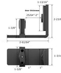 Sliding Barn Door Floor Guide With Adjustable Bottom Rollers, Double Nylon Wheels, Wall Mounted Black Finish shown with dimensions.
