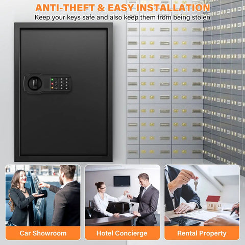 144 Key Safe Cabinet Fireproof Lock Box With Key Tags, Heavy Duty Anti Theft Wall Mount Organizer displayed in usage scenarios
