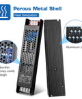 Ultra Slim 24V 400W LED Power Supply With Constant Voltage 110 To 130V AC Input 16.7A Output Aluminum Enclosure For LED Strip Lights Cabinet Lighting Signage And Display Lighting, honeycomb shell