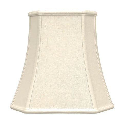 Square Cut Corner Linen Beige Lamp Shade 11 x 17 x 15 Dope Look With Hand Tailored Silk Type Shantung Fabric And Premium Off White Softback Lining Brass Finish Spider Fitter