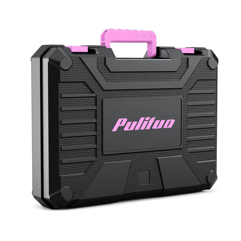 Black and pink toolbox for 149 Piece Home Tool Set With 12V Pink Cordless Drill LED Light And Tool Box For Women And Men DIY Enthusiasts