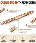 Close-up of 15 Piece M10x100 Double Ended Dowel Screws For Wood Self Tapping Hardware showing sharp tip and dual threads.