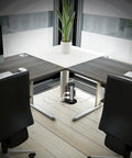 Office desk setup with Heavy Duty Power Strip Tower With 3000W Surge Protection And 10 Outlets Plus 4 USB Ports.