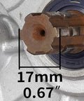 Close-up view of a 17mm bore measurement on a 420 10 Tooth 17mm Chain Sprocket With Buckle for Dirt Bikes Go Karts ATVs.