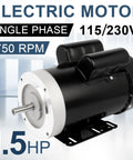 Beefed-Up 1.5HP Single Phase Electric Motor With 1750 RPM 56C Frame TEFC IP55 Dual Voltage 115/230V 5/8 Inch Shaft CW CCW