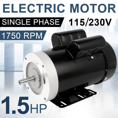 Beefed-Up 1.5HP Single Phase Electric Motor With 1750 RPM 56C Frame TEFC IP55 Dual Voltage 115/230V 5/8 Inch Shaft CW CCW
