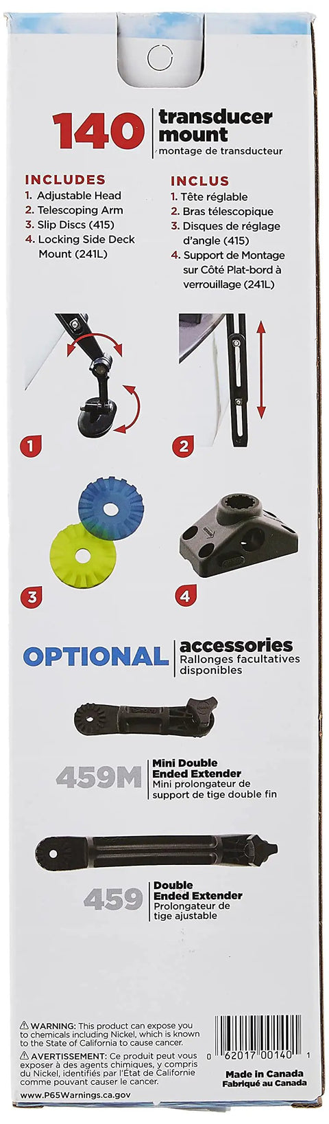 Transducer Mounting Arm For Kayak And SUP, 140 Series, Slip Disks Included, Fits All Post Mounts, Black, Beefy Aluminum Build, Easy On Easy Off For Boat Deck Transport, Transducer Not Included