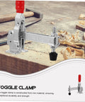 2 Pack Welding Toggle Clamps with Rubber Tip Quick Release Iron Clamps for woodworking and welding projects on a workbench